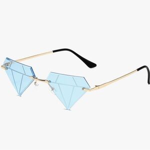Tiffany blue Diamond Bling glam club rave sunglasses clear glasses festival sexy